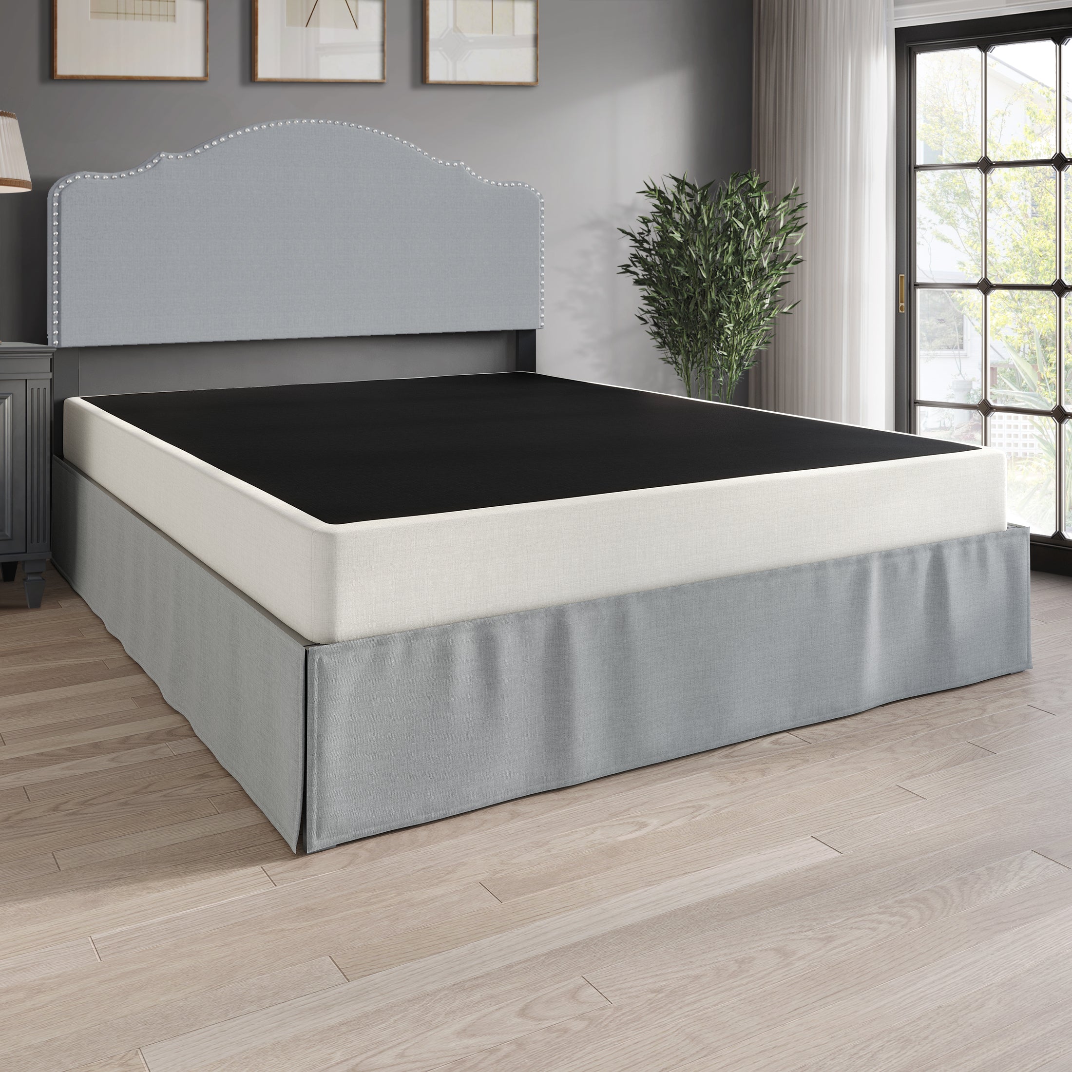 CM030BS-WGY-LN_LS1_ALT1.jpg Roughtail 5-Inch Metal Box Spring with Warm Grey Linen Cover - Image 1