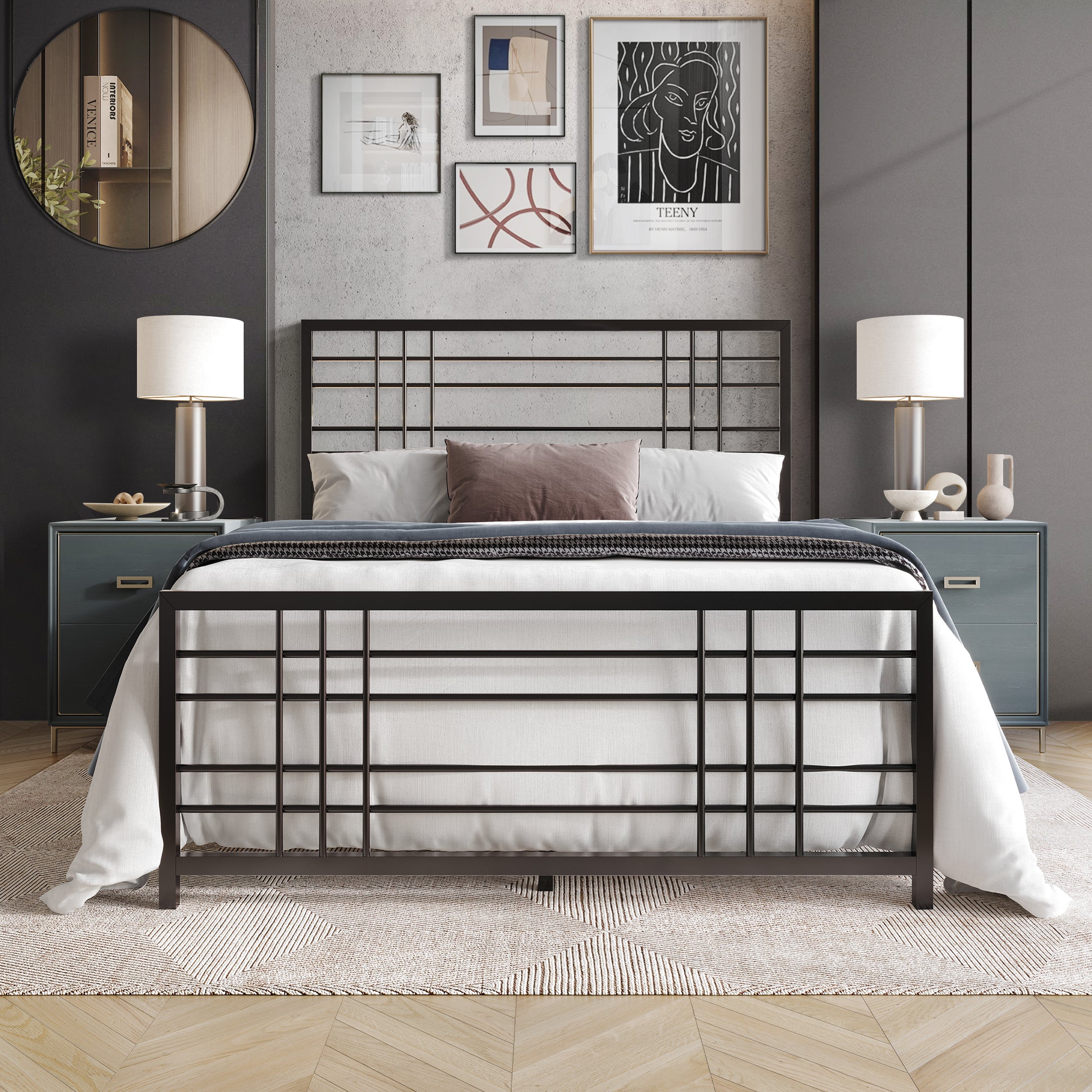 CMB021PB-BK-MT_LS1_ALT2_381245ff-70ea-4977-8054-0d53c8390a22.jpg Nazmir Clean-lined Metal Bed - Image 1