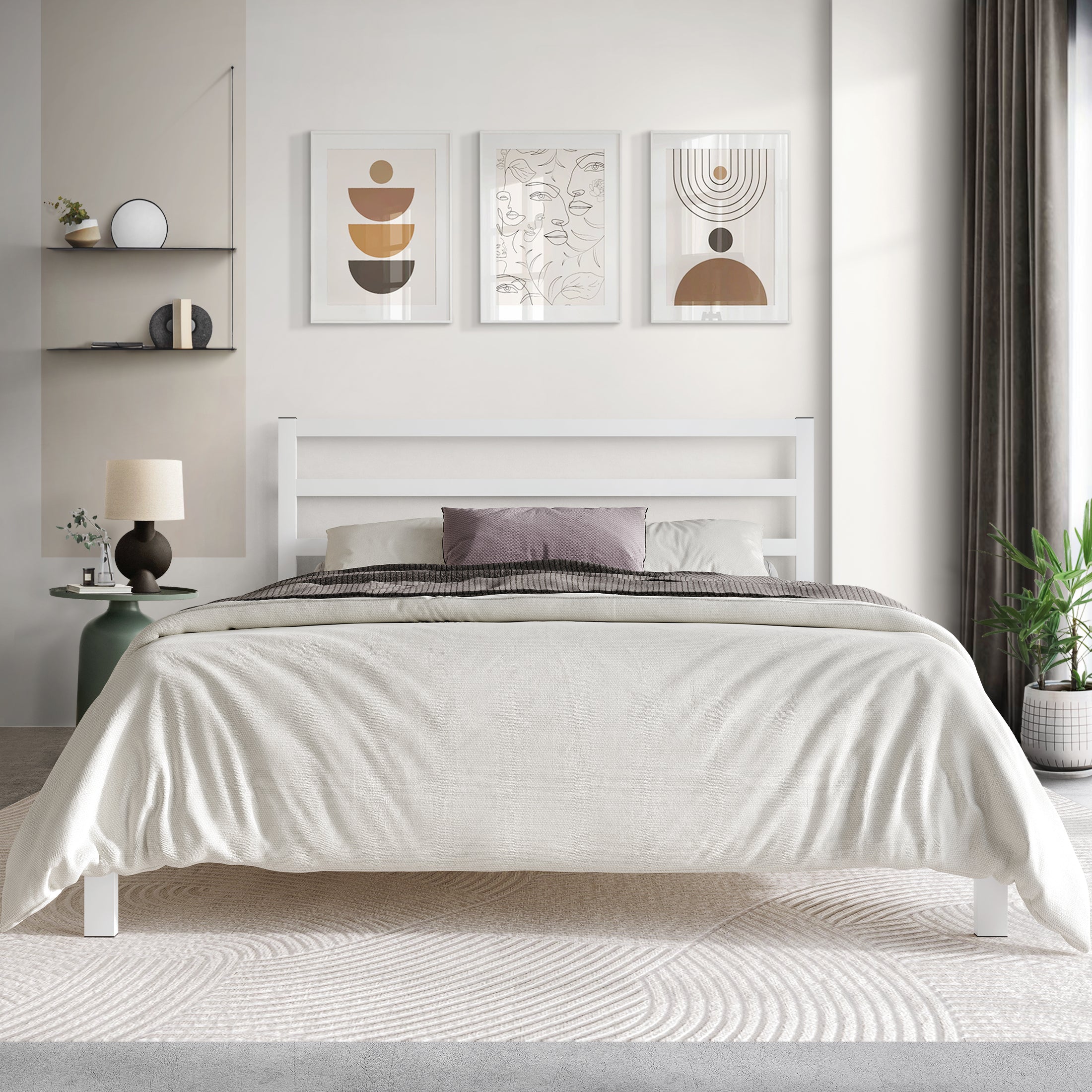 CMB031PL-WT-MT-LS1_ALT2_9d033485-5cb9-4f09-a94f-62266d588618.jpg Deareon Classic Metal Platform Bed - Image 1