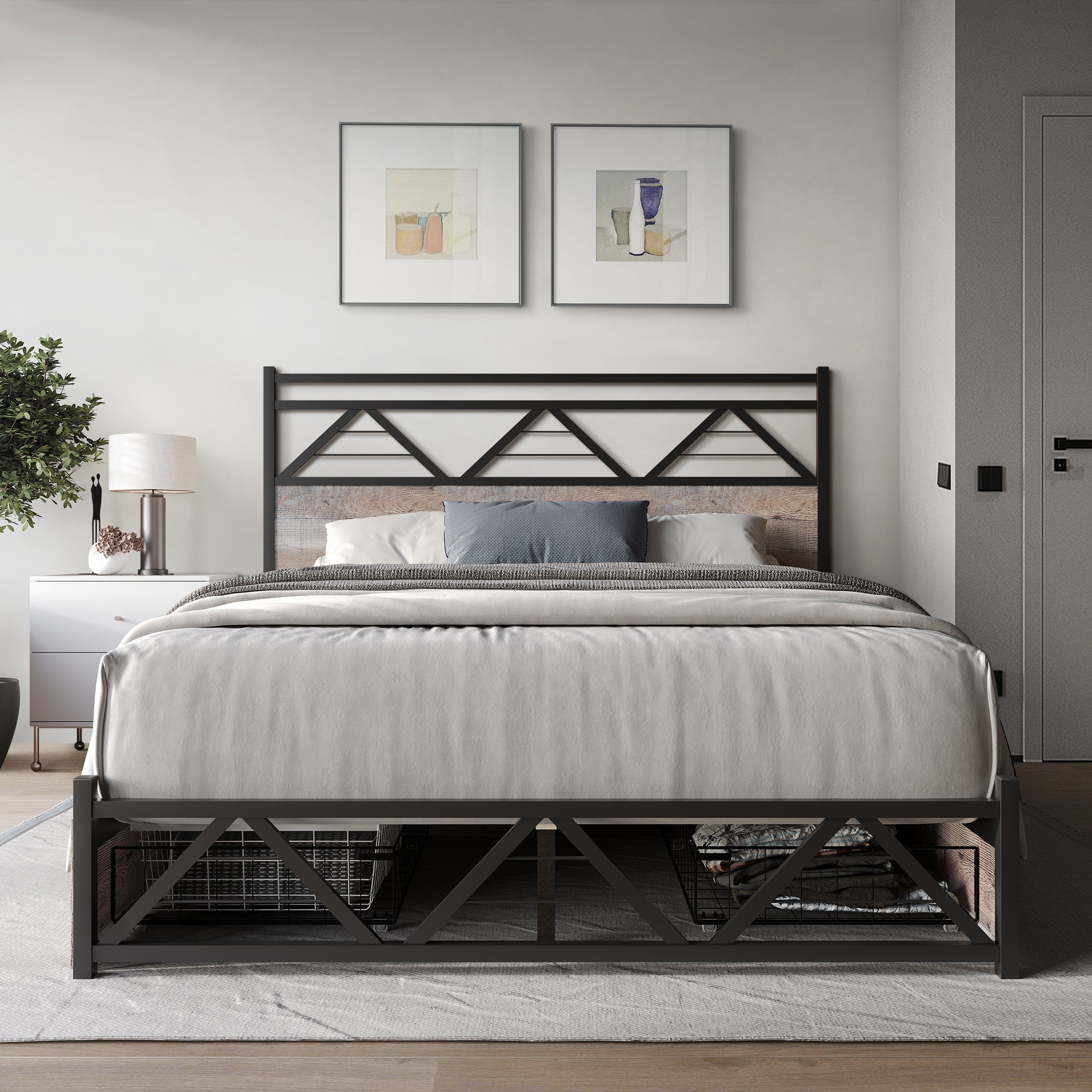 CMB050PLS-NOK_LS1_ALT2.jpg Annagreth Contemporary Metal Platform Bed with 4 Metal Drawers - Image 1