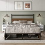 Khadijia Modern Metal Platform Bed with 4 Metal Drawer