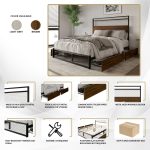 Khadijia Modern Metal Platform Bed with 4 Metal Drawer - Image 5