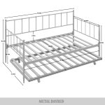 Mjudi Twin Size Metal Daybed with Trundle - Image 4