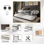 Mjudi Twin Size Metal Daybed with Trundle - Image 5